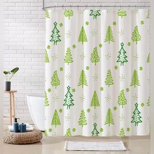 New Christmas Green Tree Shower Curtain - Winter Decor